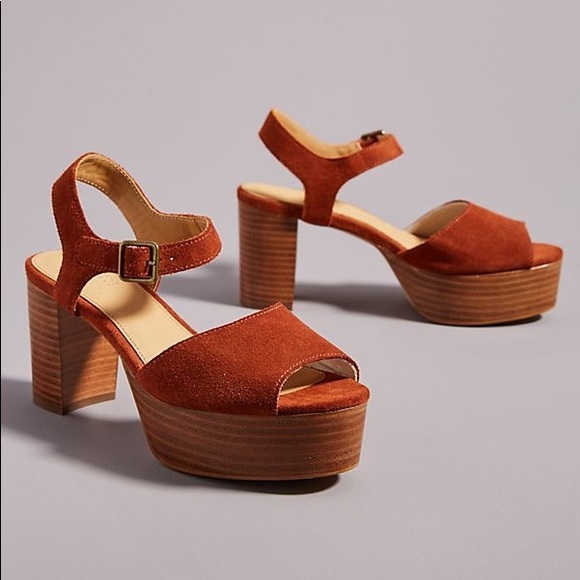 Soludos Shoes - Soludos Avra Platform Suede Sandals Adobe Size 8.5